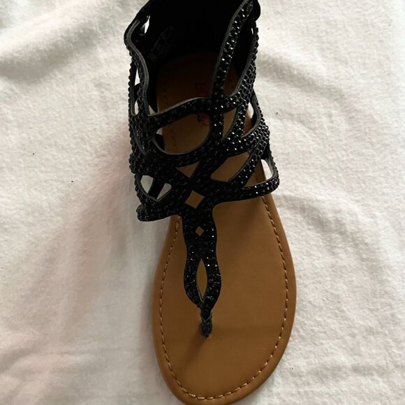 Bongo Girls Black Sprakly Thong Sandal Size 2M - Picture 6 of 9